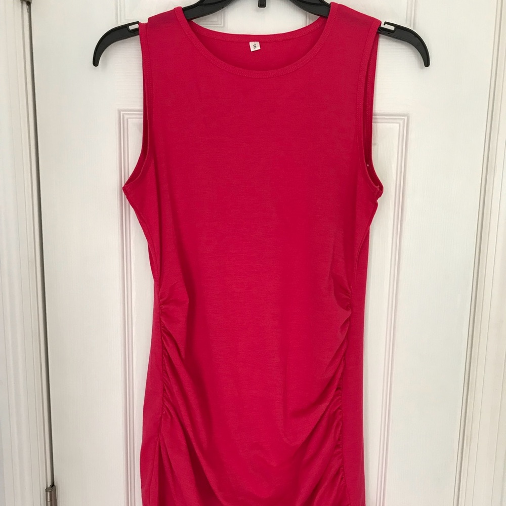 Ruched pink tank dress Small